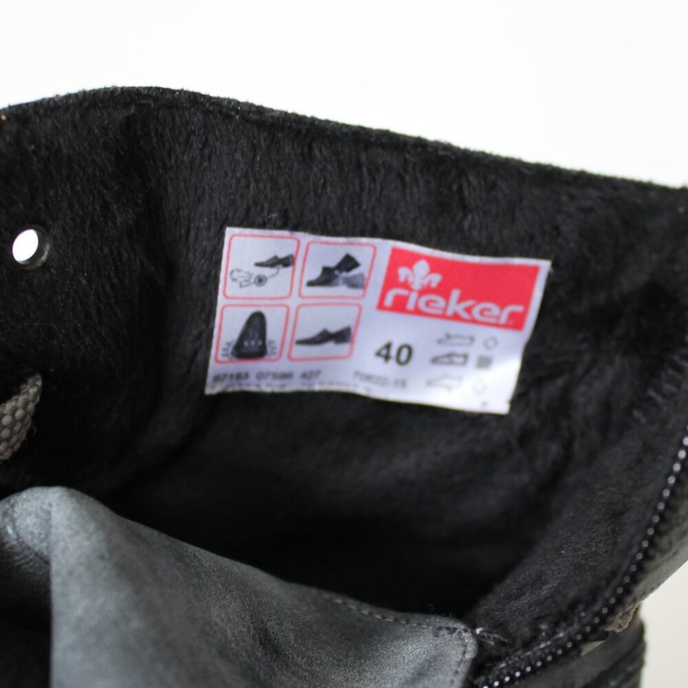 Rieker Navy Newspaper Print Ankle Boots - Rare Vintage Style Anti-Stress 40/9 📰 - Picture 2 of 10